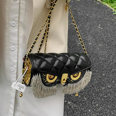 Quilted Chain Owl Shoulder Bag