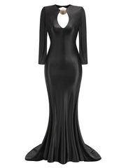 Black evening gown with long sleeves 