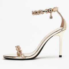 Crystal Chain Ankle Strap Stiletto Heels