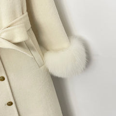 Wool Coat with Fox Fur Collar and Cuffs