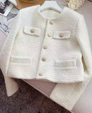 Tweed Basic Jacket Coat Women Woolen Outerwear