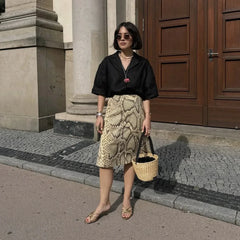 Snake Print Midi Pencil Skirt
