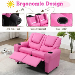 Double kids recliner chair PU leather, U.S. Origin.