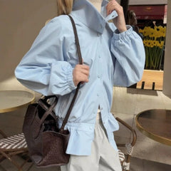 Stand Collar Ruffled Waist Windbreaker Jacket