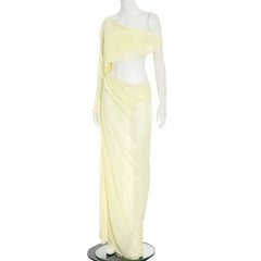 Draped Cutout One Shoulder Maxi Dress