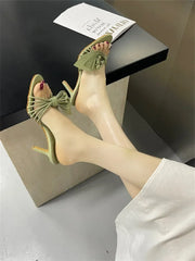 Twisted Strap Heeled Slides