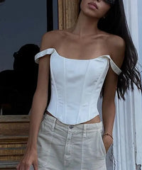 Satin Square Neck Corset Top - Golden Atelier