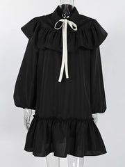 Ruffled Bow Collar Mini Dress