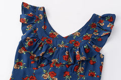 Ruffled V-Neck Ruffle Sleeve Maxi Dress with Belt