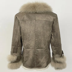 Fur Collar Shearling Coat