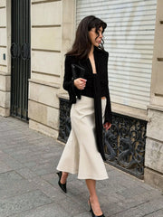 Long V-Neck Bell Sleeve Wrap Top
