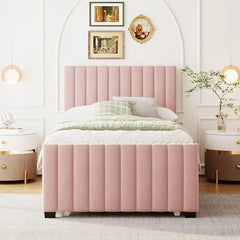 Velvet Upholstered Twin Size Pull Out Bed