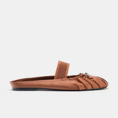 Pleated Satin Pearl Slide Flats