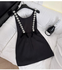 Embellished Strap A-Line Mini Dress