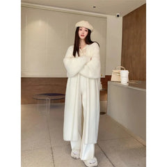 Thickened Mink Fleece Knitted Long Coat