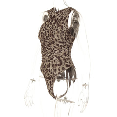 Leopard Print One Shoulder Bodysuit