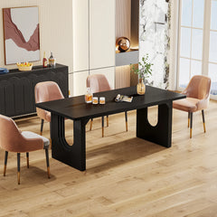 71" Dining Table for 6–8 | Wood Pedestal Kitchen Table