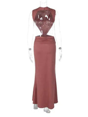 Cutout High Neck Maxi Dress