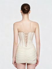 Strapless Corset Draped Wasit Mini Dress