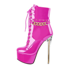 Patent Lace Up Platform Boots