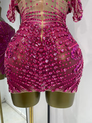 Corset Off-Shoulder Rhinestone Bodycon Mini Dress