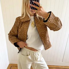 Faux Fur Spotted Print Jacket
