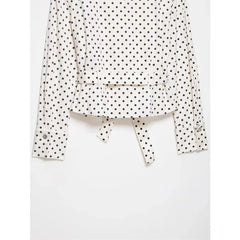 Polka Dot Button-Up Shirt and Cropped Pants Set