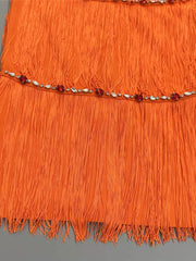 Beaded Halter Neck Fringe Maxi Dress