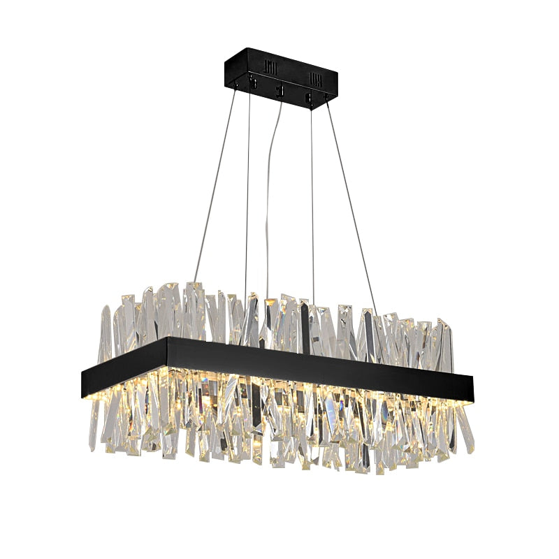 Rectangle Crystal Led Dimmable Chandelier Light Fixture