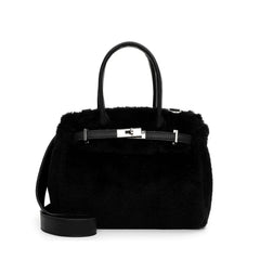 elegant faux fur purse in neutral tones