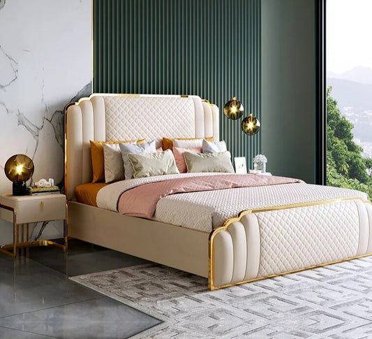 Scandinavian Modern Minimalist Leather Bed 1.5 M 1.8 M 