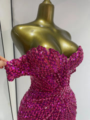 Corset Off-Shoulder Rhinestone Bodycon Mini Dress