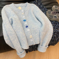 Long Sleeve Starfish Shell Button Sweater