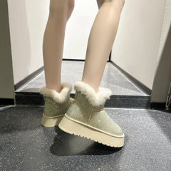 Women's winter boots with diamond pattern upper and anti-slip sole