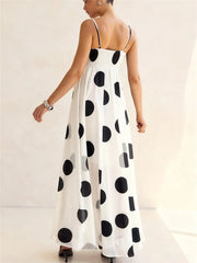 Spaghetti Strap Polka Dot Mesh Maxi Dress