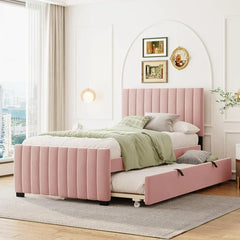 Velvet Upholstered Twin Size Pull Out Bed