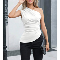 Sleeveless One-Shoulder Skinny Fit Tank Top