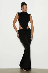 Cutout High Neck Maxi Dress