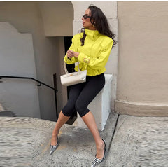 Belted Mock Neck Cropped Jacket