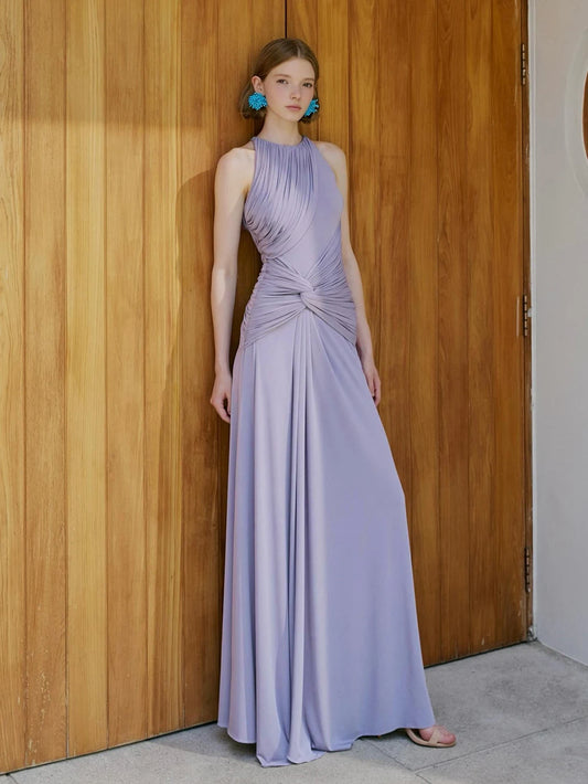Draped halter neck maxi dress