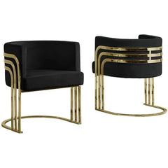 Black chairs with gold frames on a white background
