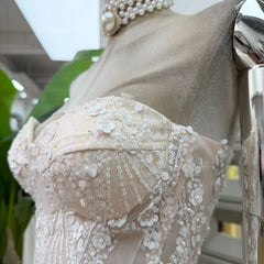 Strapless Sequin Embroidery Puffy Hem Mini Dress