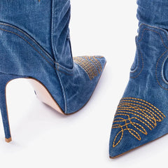 Embroidered Pointed Stiletto Cowboy Boots
