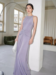 Draped Neck Maxi Dress in interior setting