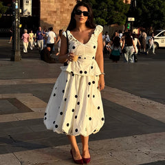 Polka dot high waist midi skirt