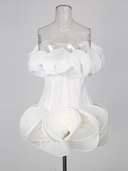 White Ruffle Off-Shoulder Mini Dress