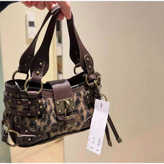 PU leather lock accent handbag with top handles