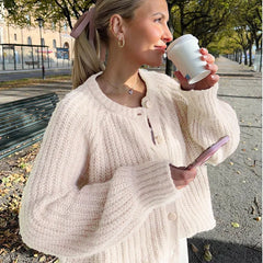  Loose Knitted Long Sleeve Sweater