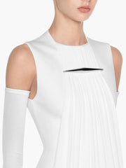 Round Neck Metal Buckle Cut Out Sleeve Drape Maxi Dress