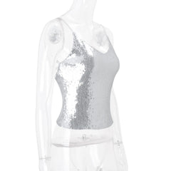 Silver Sequin V-Neck Camisole Top